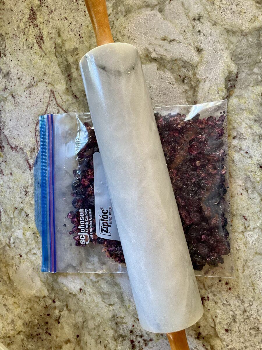 Lightly crushed freeze-dried blueberries