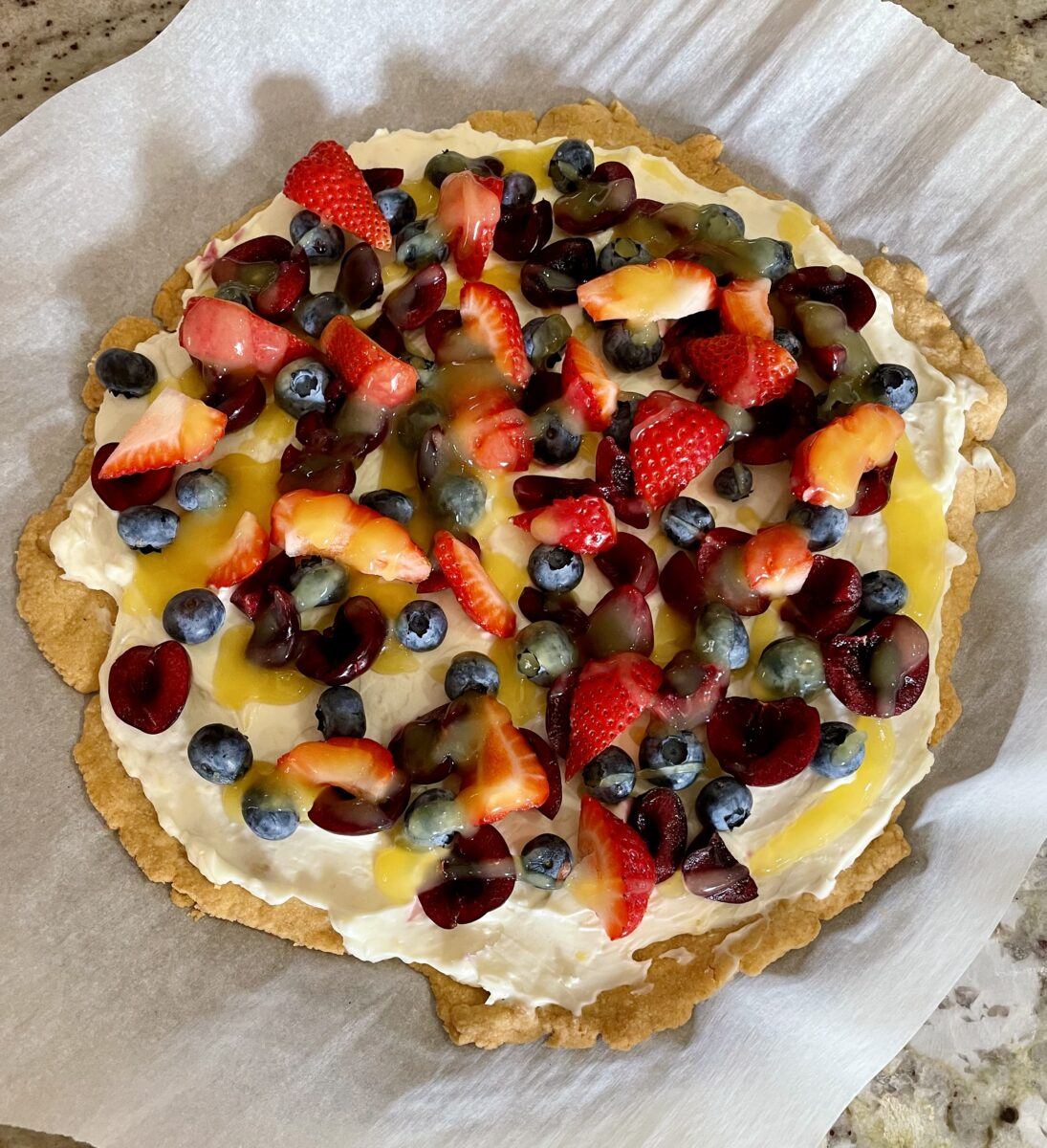 Fresh Fruit Pizza on Parchment