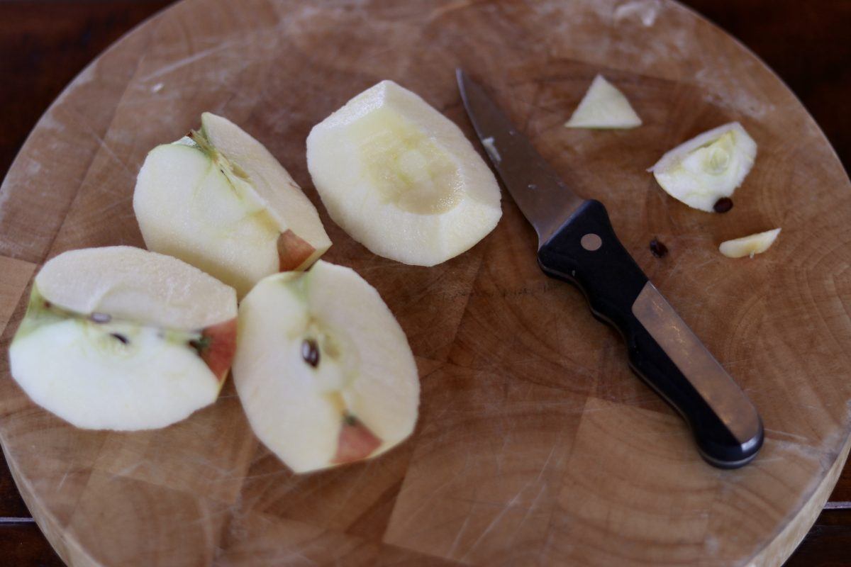 Interior flesh of a Honeycrisp apple